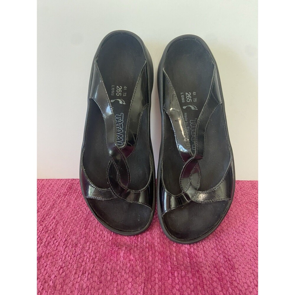 Tatami Birkenstock Patent Leather Slide Sandals Black Size 10 Women 8 Men